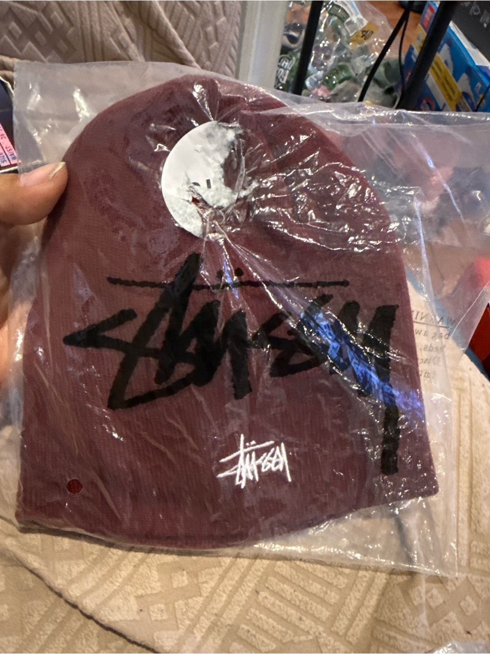 Stussy Men Beanie with Black Logo